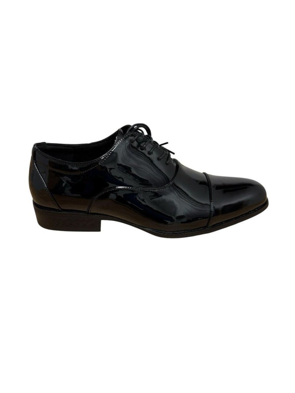 STACY ADAMS GALA CAP TOE OXFORD DRESS SHOES MENS 9.5 WIDE BLACK PATENT 24998-004